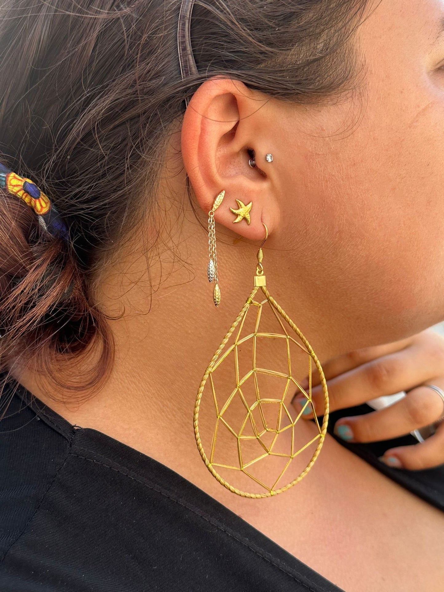 Orecchini "goccia a rete" grande